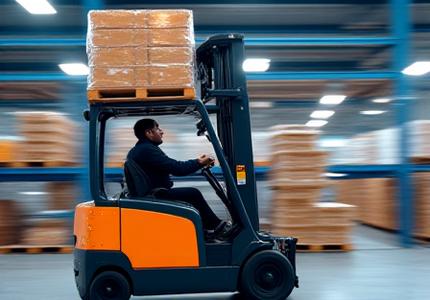 Forklift moving pallets safely
