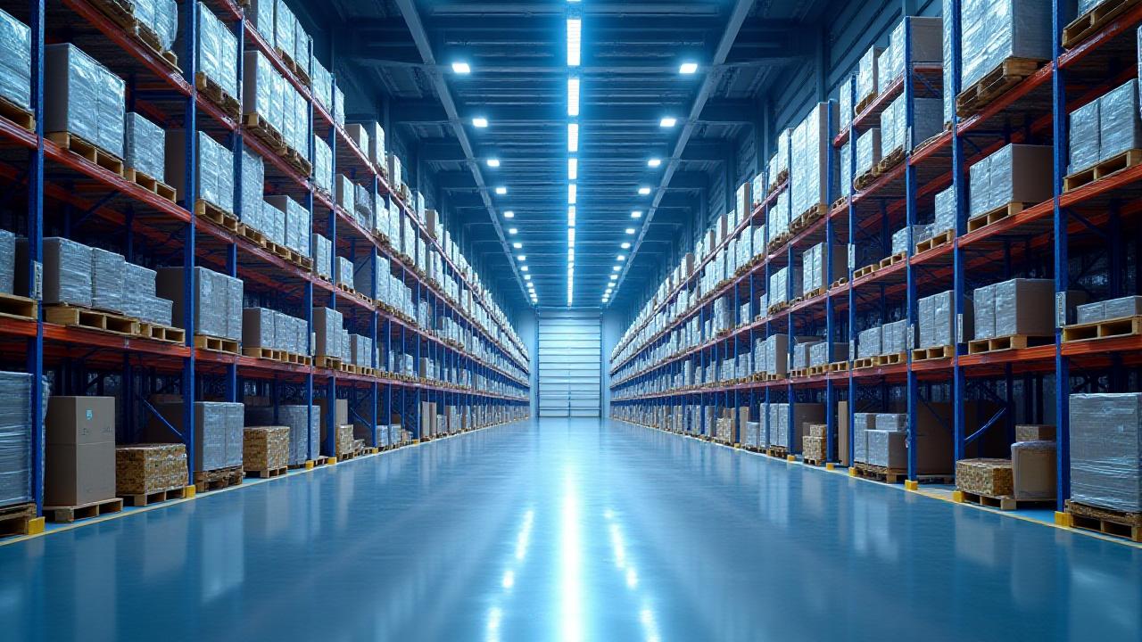 Clean modern warehouse with organized pallet racking