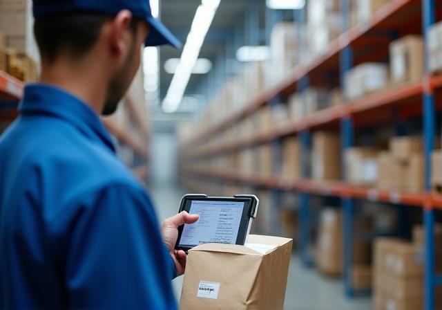 Logistics professional inspecting e-commerce returns in Philadelphia warehouse